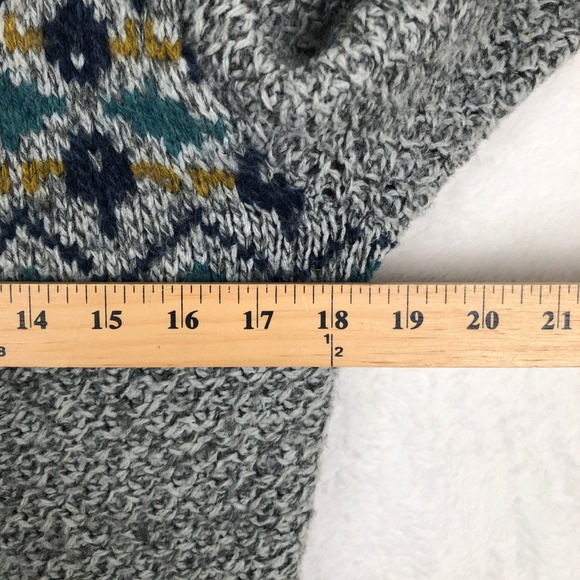 ROYAL ROBBINS Fair Isle Wool Blend Full Zip Hooded Cardigan Women's Sz M Gray - Picture 9 of 10